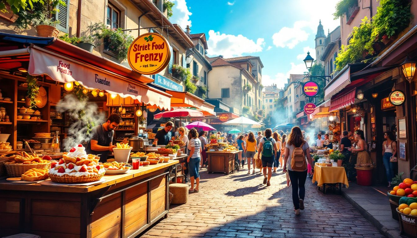 a woman walking down a street in a city