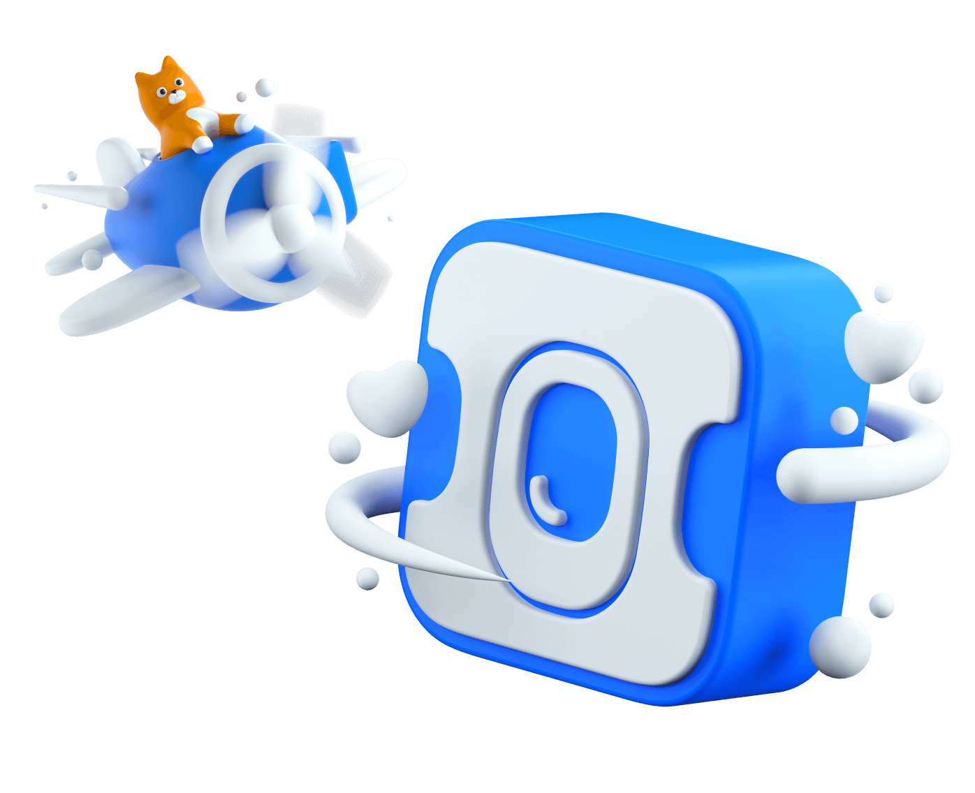 a blue and white object with a fish in the middle