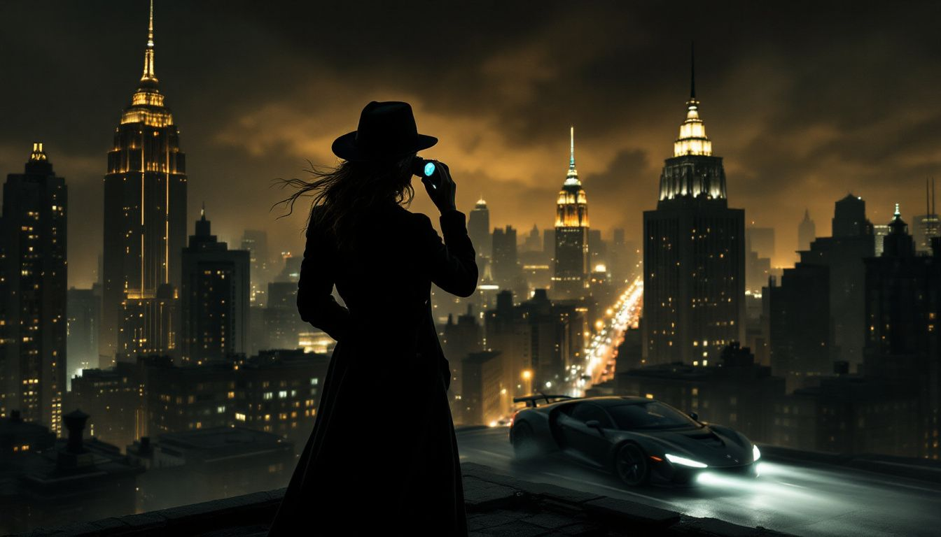 a woman in a hat and a hat on a city street